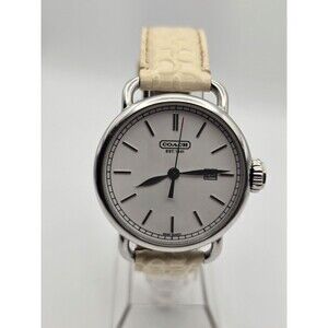 COACH Round White Leather Date Watch 3242